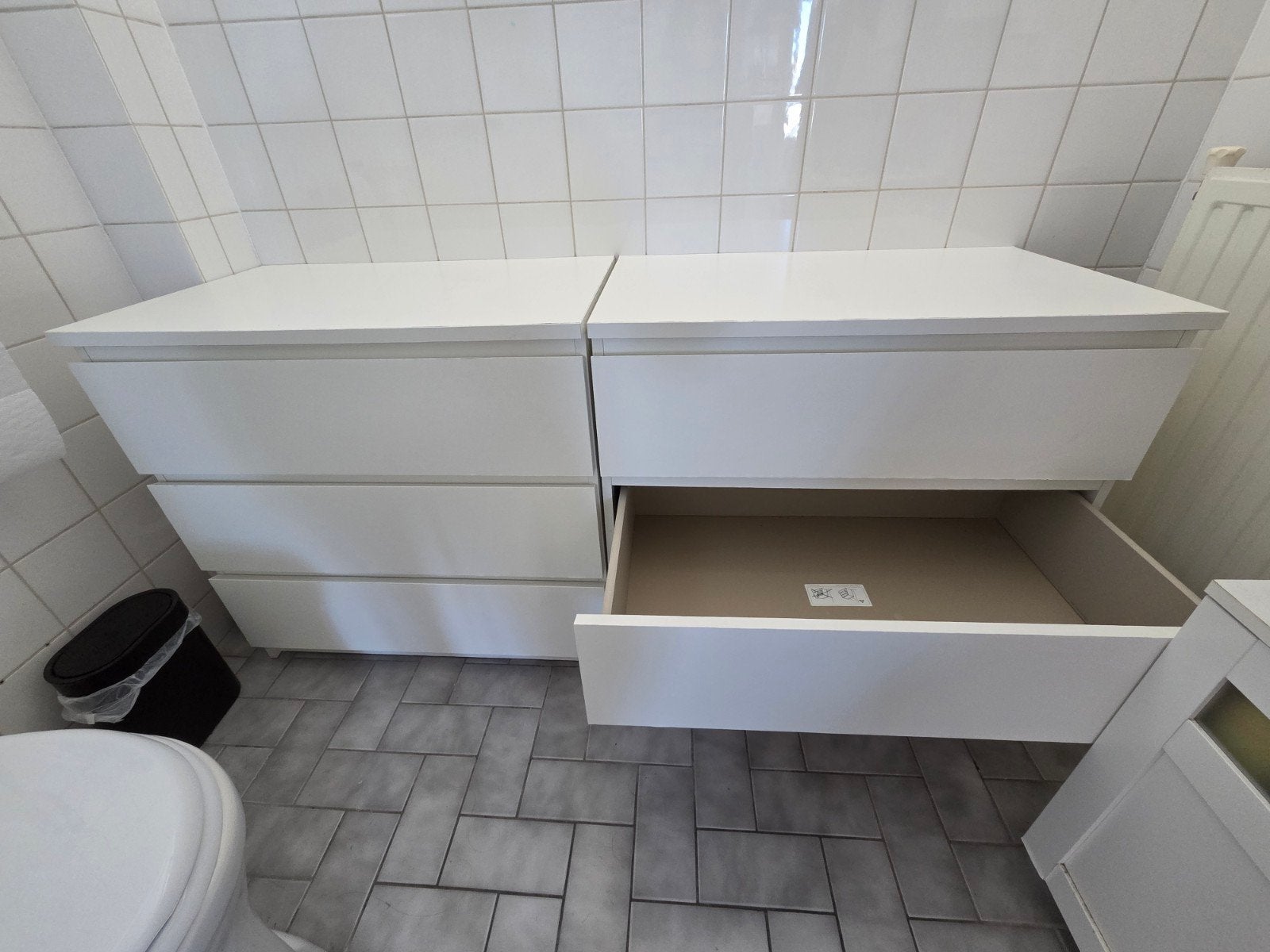 Witte ladekasten (2 stuks) als MALM met 3 lades van de IKEA, Ophalen, Gebruikt, 5 laden of meer, 50 tot 100 cm