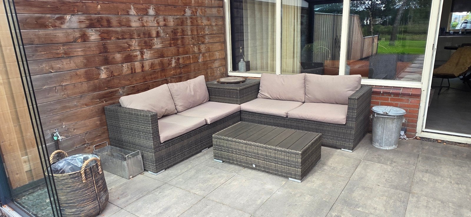 Pure Garden Loungeset - Wicker - Zo goed als nieuw, Ophalen, 4 zitplaatsen, Bank, Zo goed als nieuw