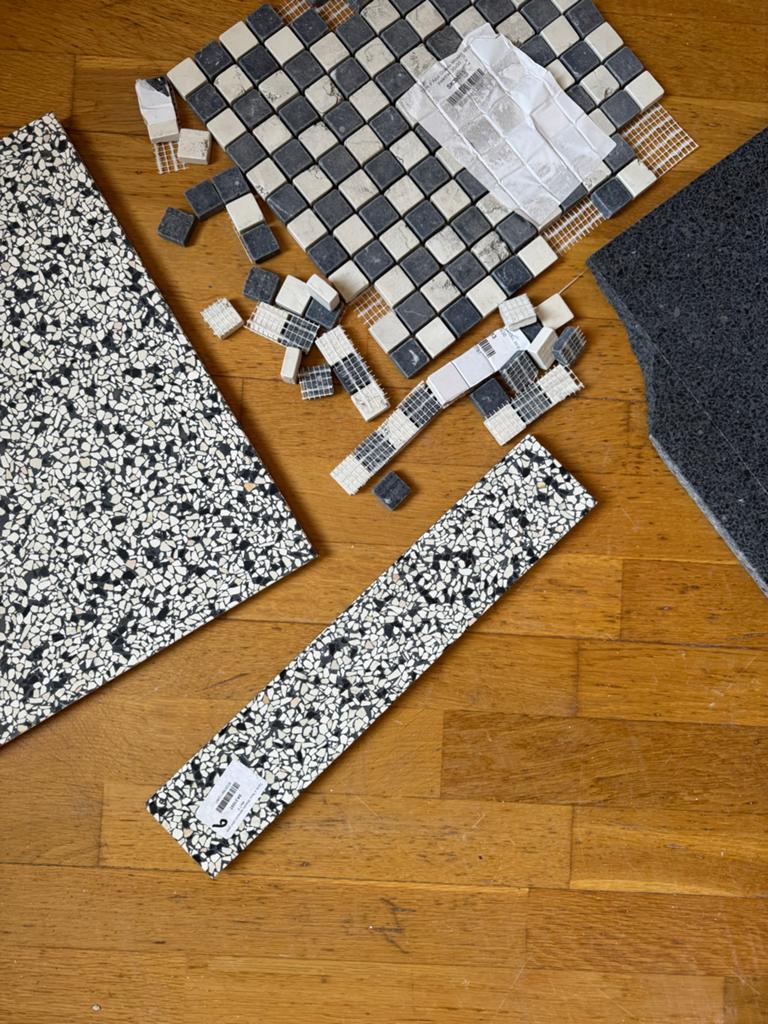 Tegels terrazzo jaren 30, Ophalen, 40 tot 60 cm, Graniet, Zo goed als nieuw