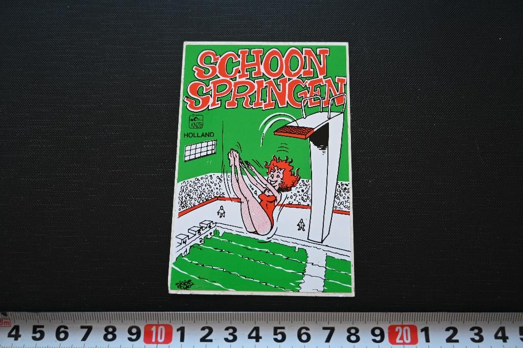sticker KNZB strip rob gorter schoonspringen holland, Verzamelen, Ophalen, Zo goed als nieuw