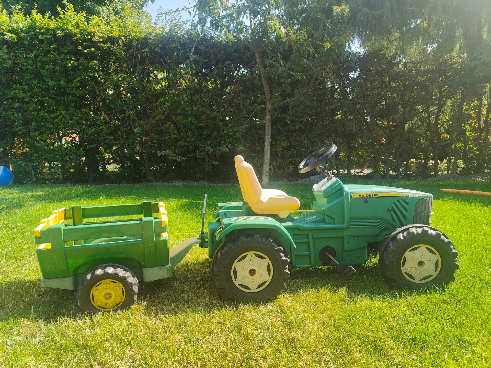 John Deere traptractor met aanhanger (pin ontbreekt), Ophalen, Gebruikt