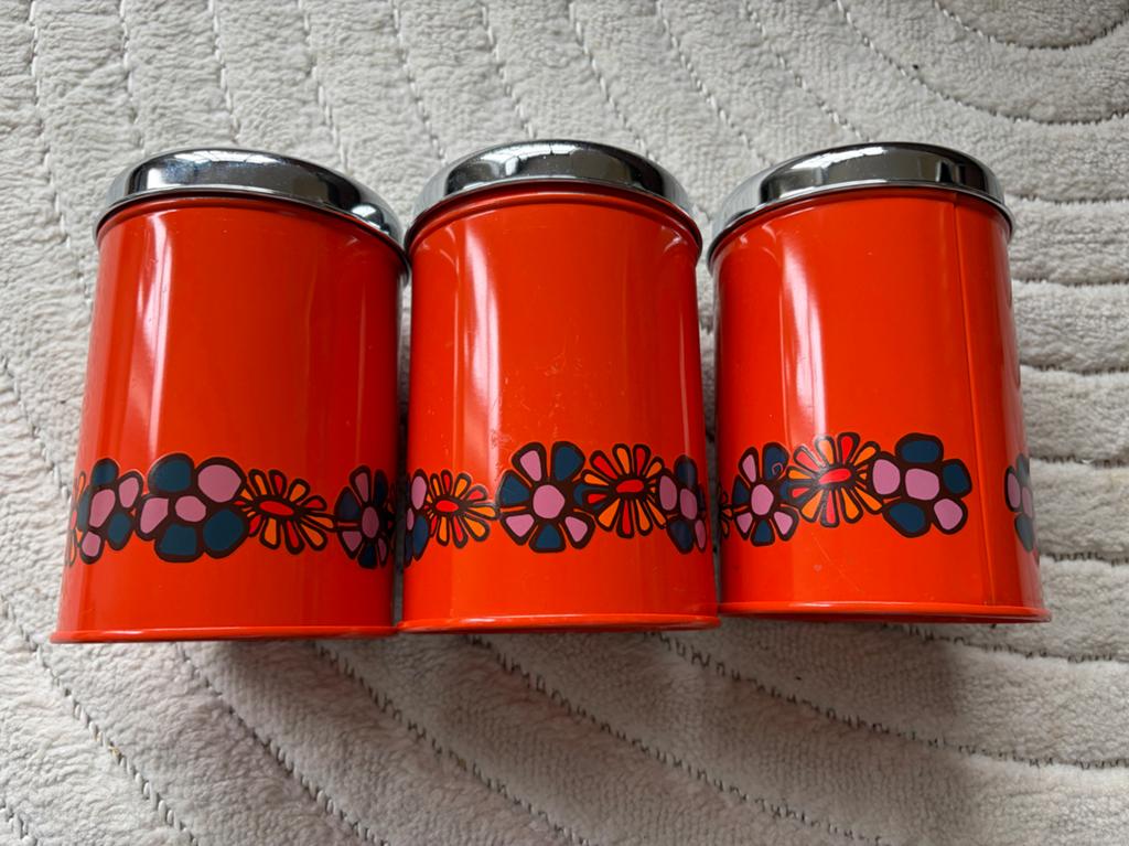 3x Brabantia oranje retro blikken, Verzamelen, Blikken, Ophalen of Verzenden, Zo goed als nieuw, Overige merken
