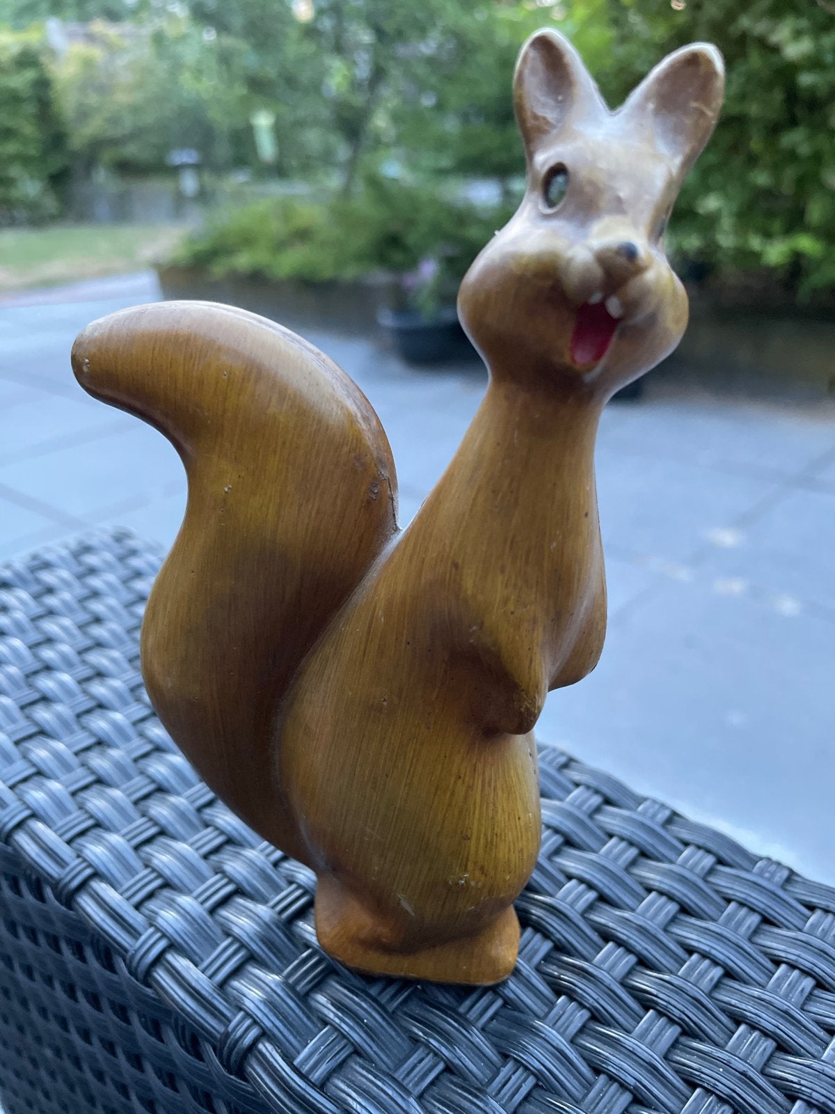 Vintage eekhoorn beeldje - Houten decoratie, Ophalen of Verzenden