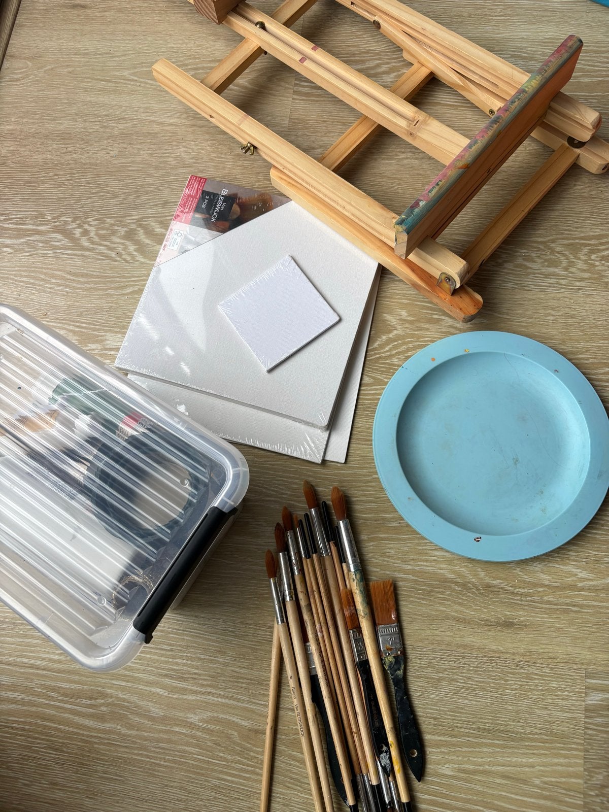Complete Schilderkit: Ezel, Penselen, Verf, Potloden, Canvas, Ophalen, Gebruikt, Overige typen