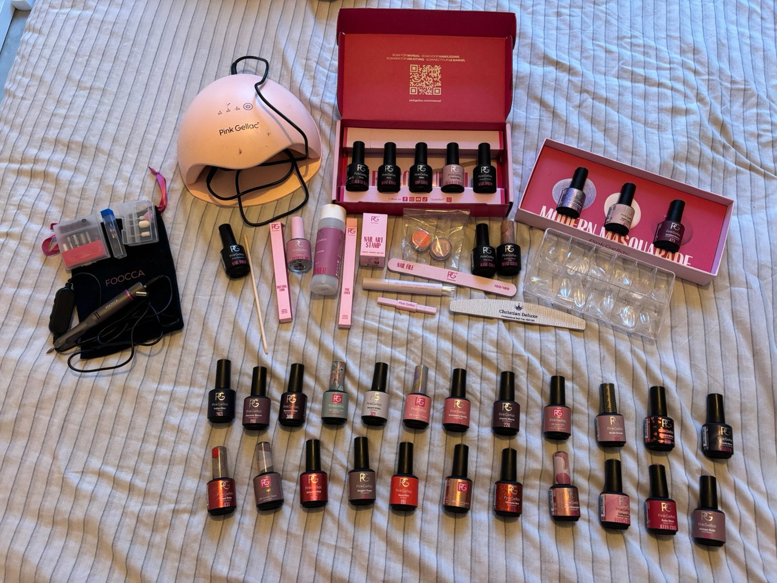 Grote Pink Gellac Set – 25+ kleuren + LED lamp + Nagelfrees, Ophalen of Verzenden, Zo goed als nieuw, Overige kleuren, Handen en Nagels