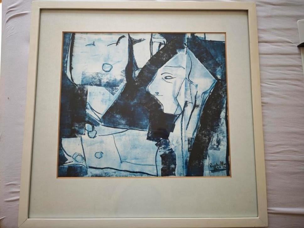 Schilderij Gilbert Baibay, abstract, ingelijst, Antiek en Kunst, Ophalen of Verzenden