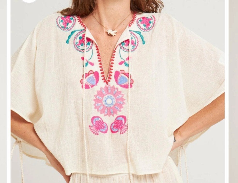 Antik Batik tuniek kaftan maat 42 in topstaat, Liu Pinko Reiss, Meerkleurig, Maat 42/44 (L), Ophalen of Verzenden
