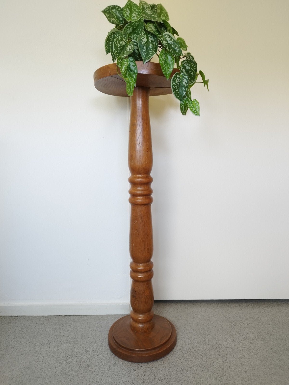 Vintage Pilaar Zuil houten planten tafel 30x91cm, Verzenden, Zo goed als nieuw