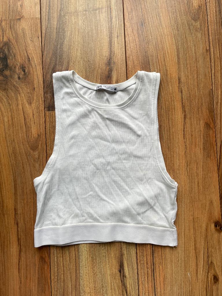 Zara korte tanktop in maat S/M, Ophalen, Zo goed als nieuw, Zonder mouw