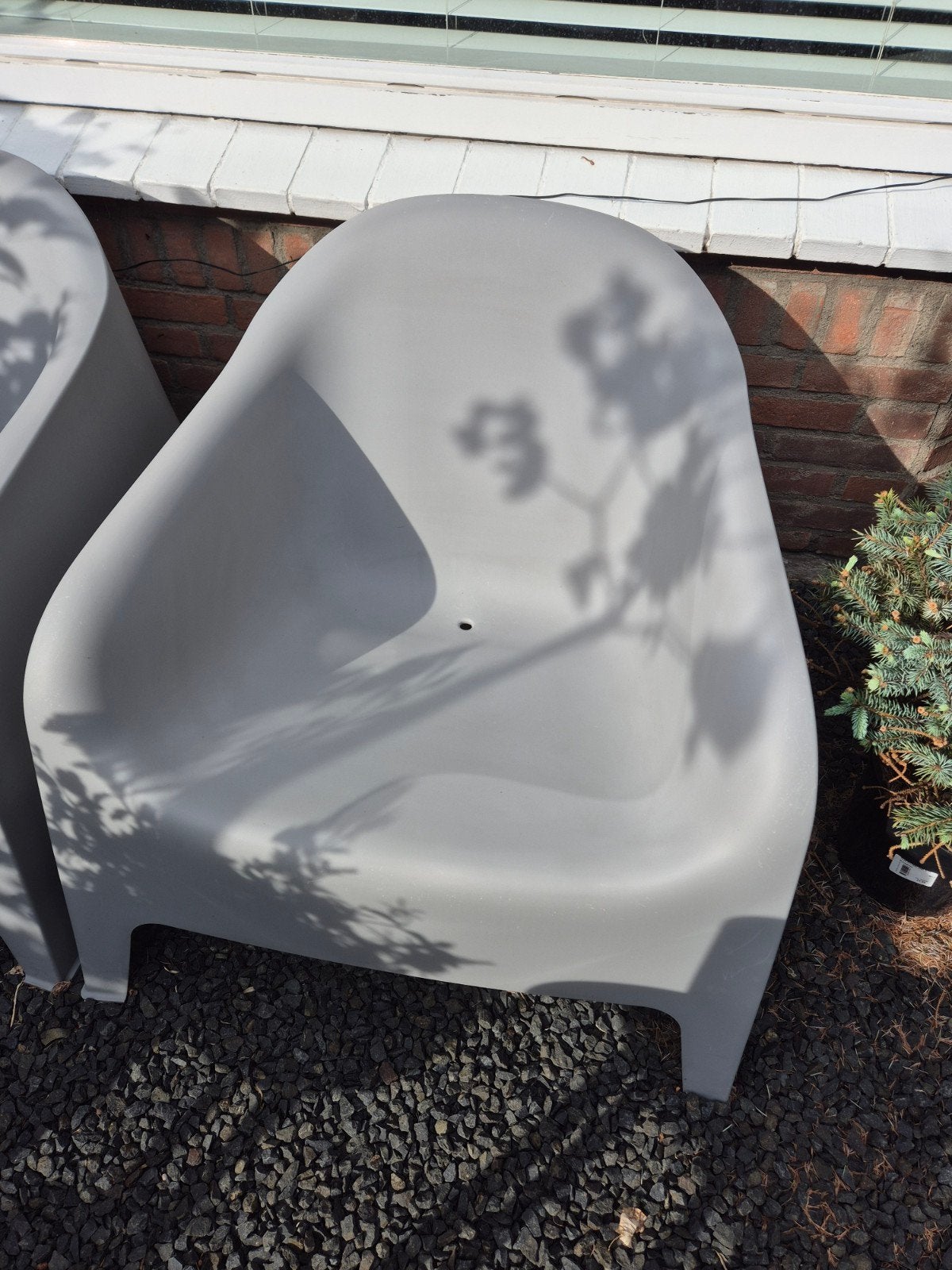 Set van 2 grijze kunststof tuinstoelen Ikea Skarpo, Ophalen, Gebruikt, Kunststof