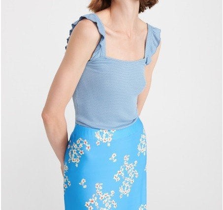 Dusty ruffled top (Reserved), Blauw, Nieuw, Ophalen of Verzenden, Zonder mouw