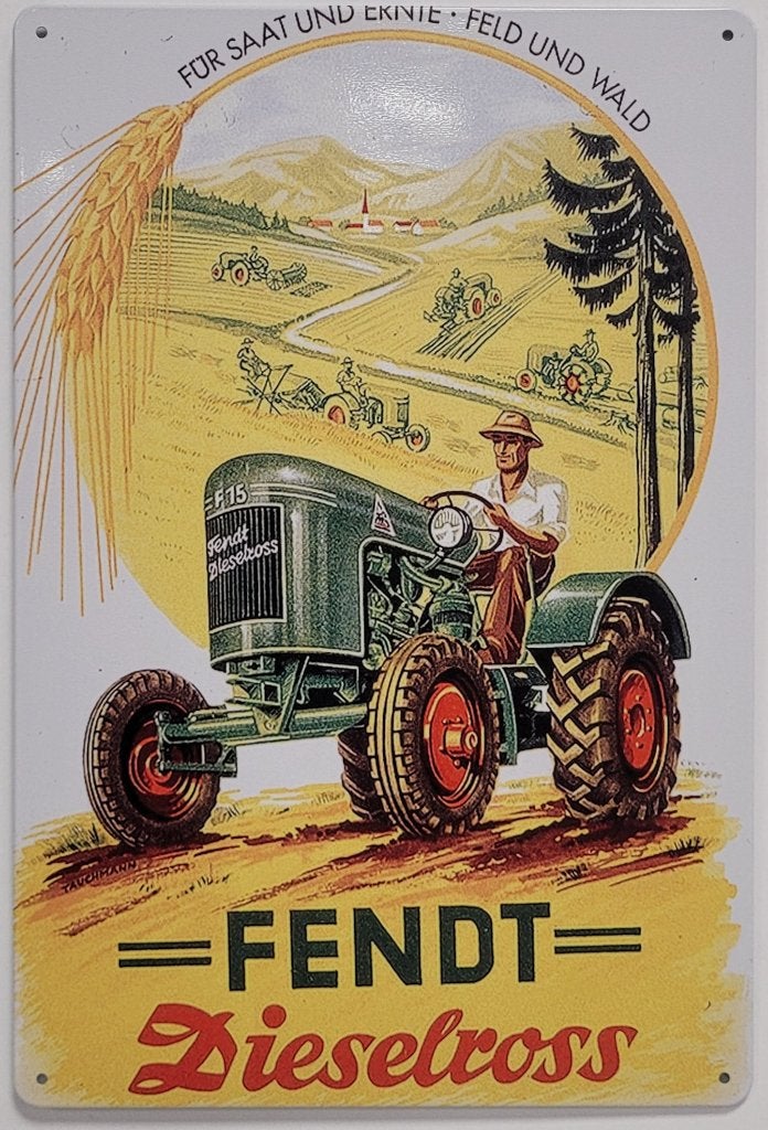 Fendt Dieselross tractor reclamebord van metaal wandbord