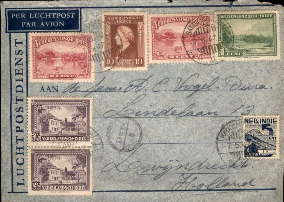 Nederlands Indië - Zwijndrecht - Frankering - 1947, Ophalen of Verzenden, Envelop