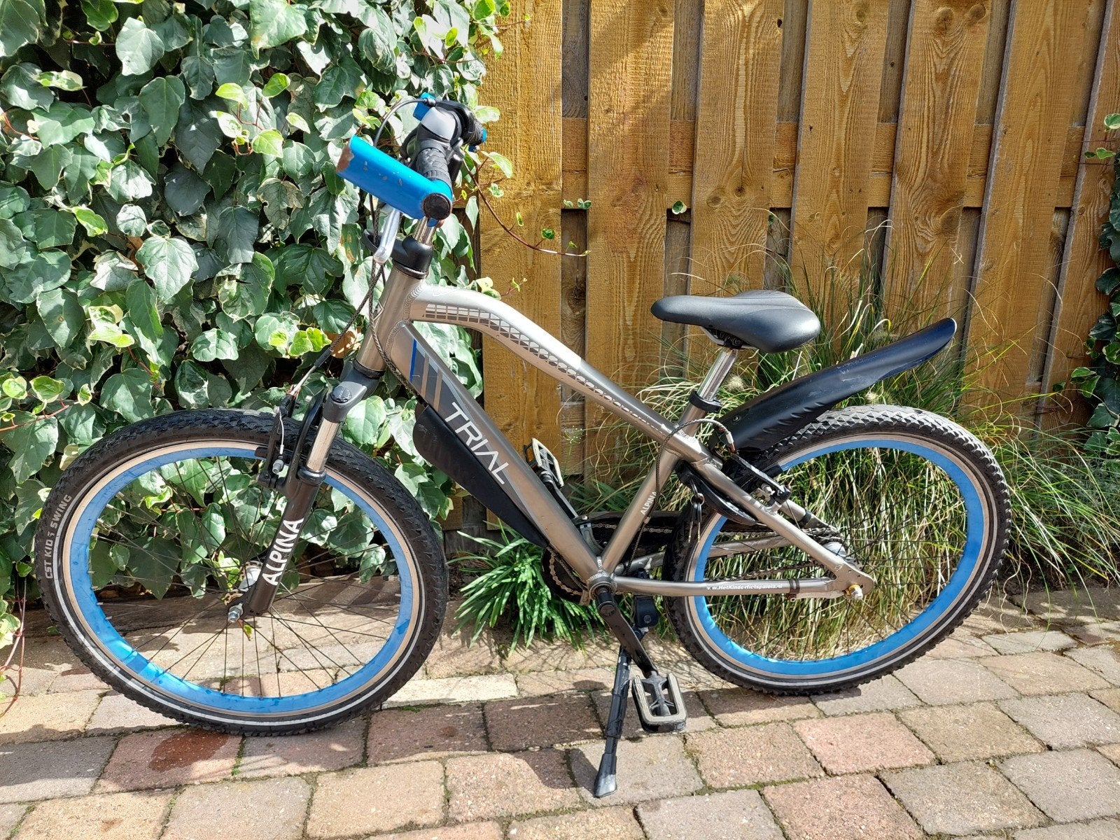 Mooie Alpina Trial kinderfiets 24 inch - Grijs/Blauw, Ophalen, Versnellingen, Alpina Trial, Gebruikt