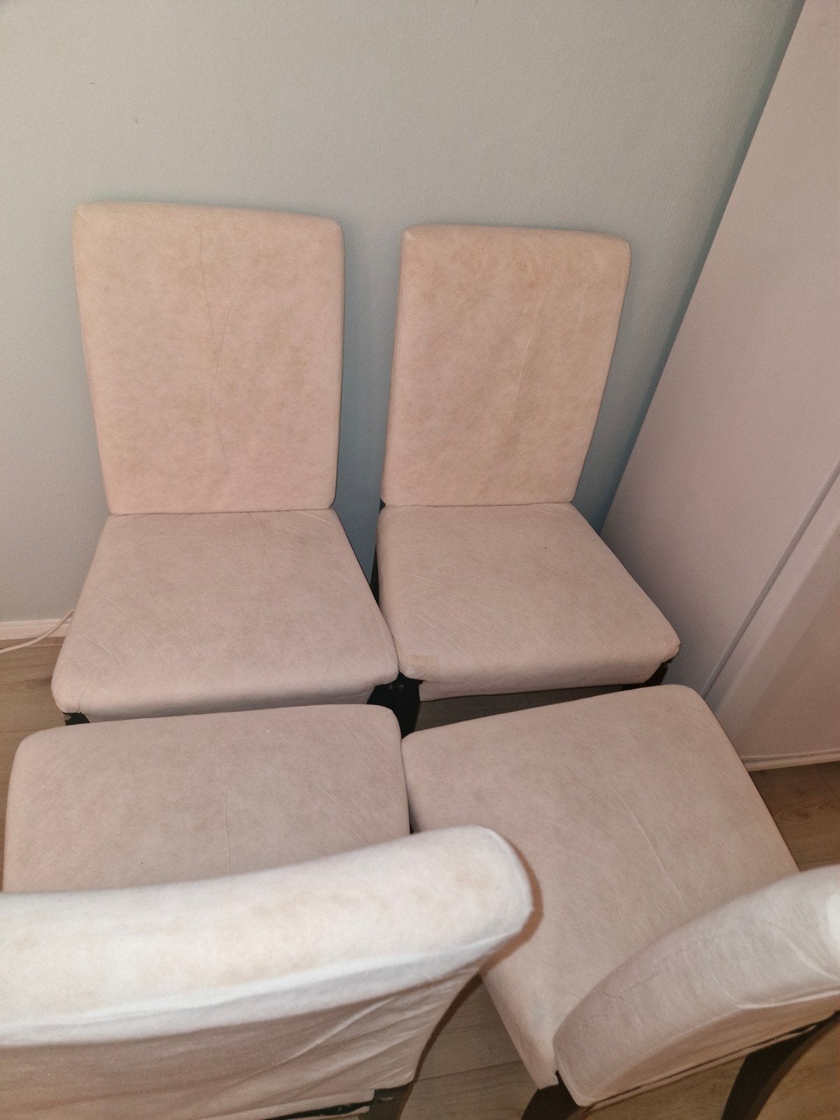 Set van 4 eetkamerstoelen met hoezen, Ophalen, Gebruikt, Overige kleuren, Vier