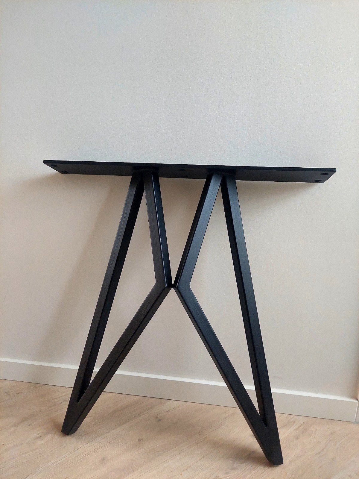 Twee robuuste zwarte design tafelpoten - Industrieel design, Ophalen, Tafelpoot, 50 tot 100 cm, Rond