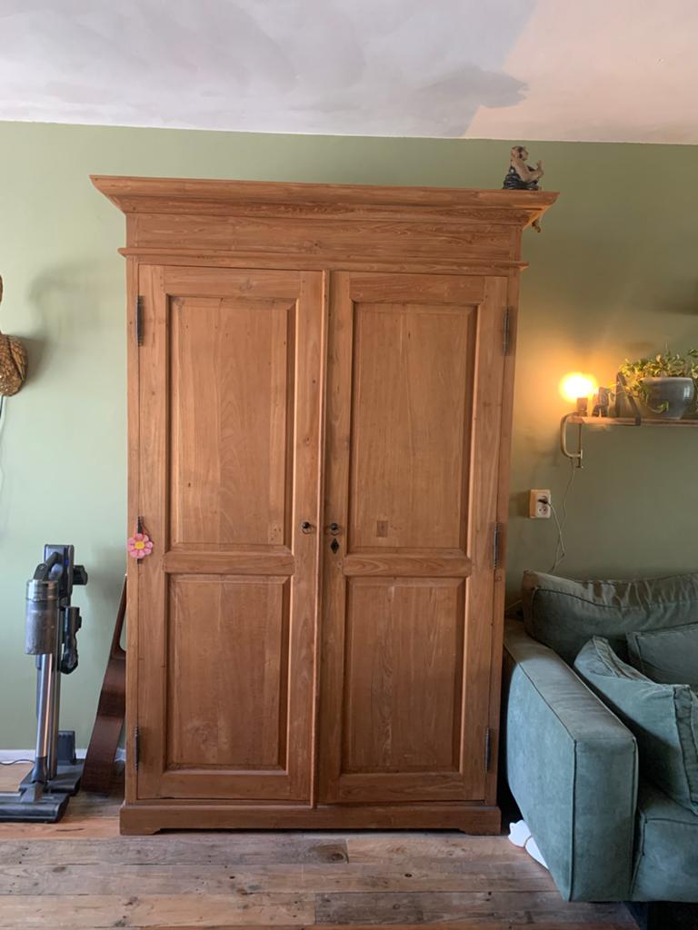 Massieve Java Kast met 2 Lades - 220x130x50 cm, Ophalen, Gebruikt