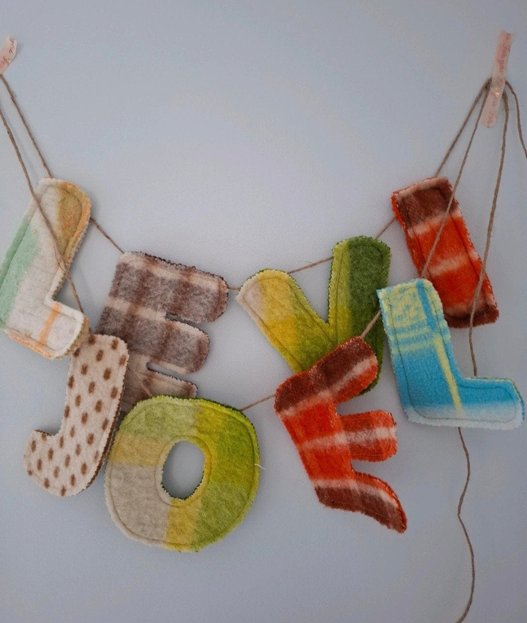 Handgemaakte wollen naamslinger - 10x16 cm per letter, Ophalen of Verzenden