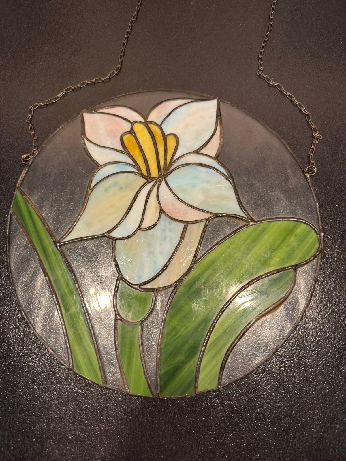 Glas in lood hanger met narcis, Ophalen of Verzenden, Zo goed als nieuw