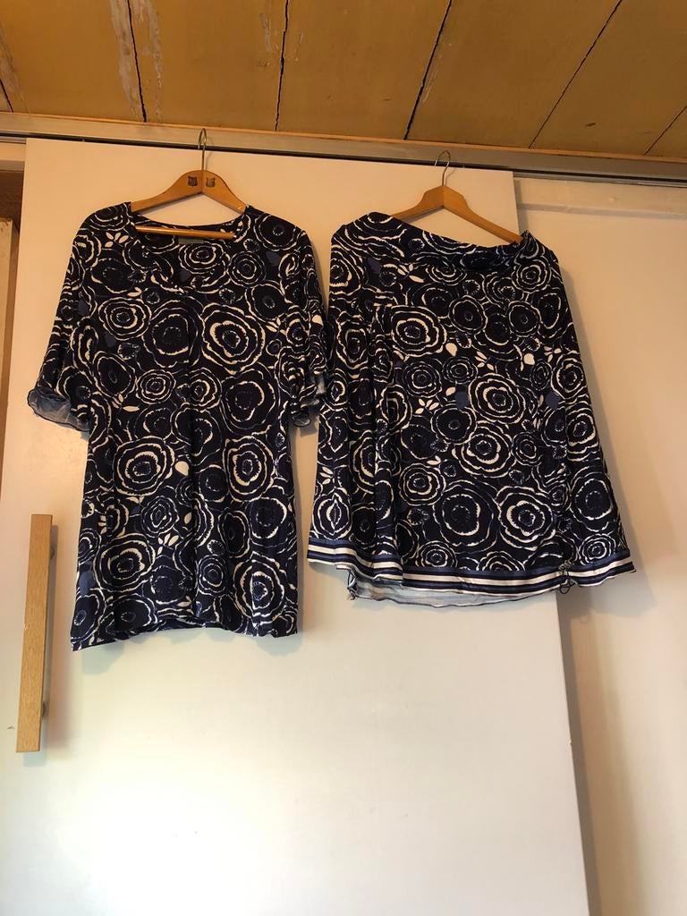Tence rok en shirt blauw met witte print mt 46, Kleding | Dames, Blauw, Maat 46/48 (XL) of groter, Ophalen of Verzenden, Zo goed als nieuw