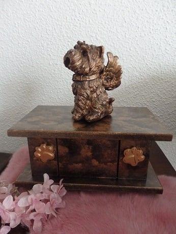 Westy hondenbeeldje handgemaakt op urn als set te koop, Ophalen of Verzenden, Nieuw