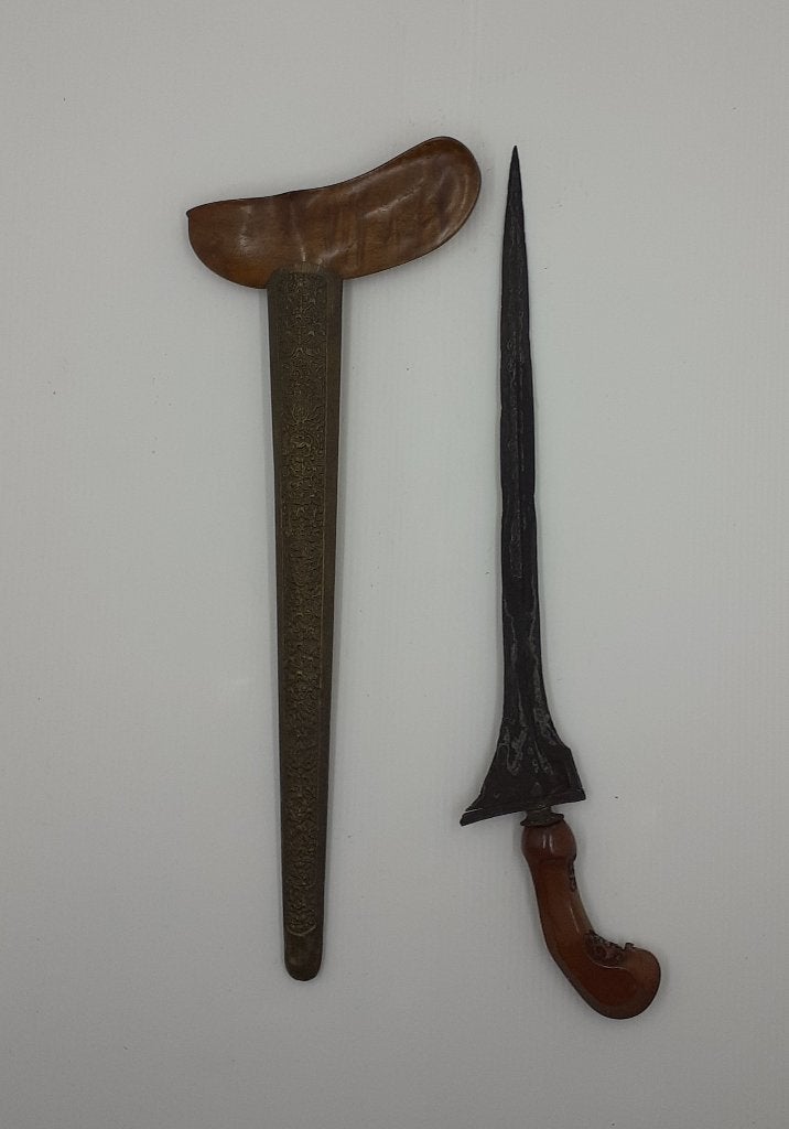 Antieke Keris Dapur Kala Munyeng Pamor Beras Wutah VH1788, Antiek en Kunst, Kunst | Niet-Westerse kunst, Wapen, Verzenden, Overige materialen