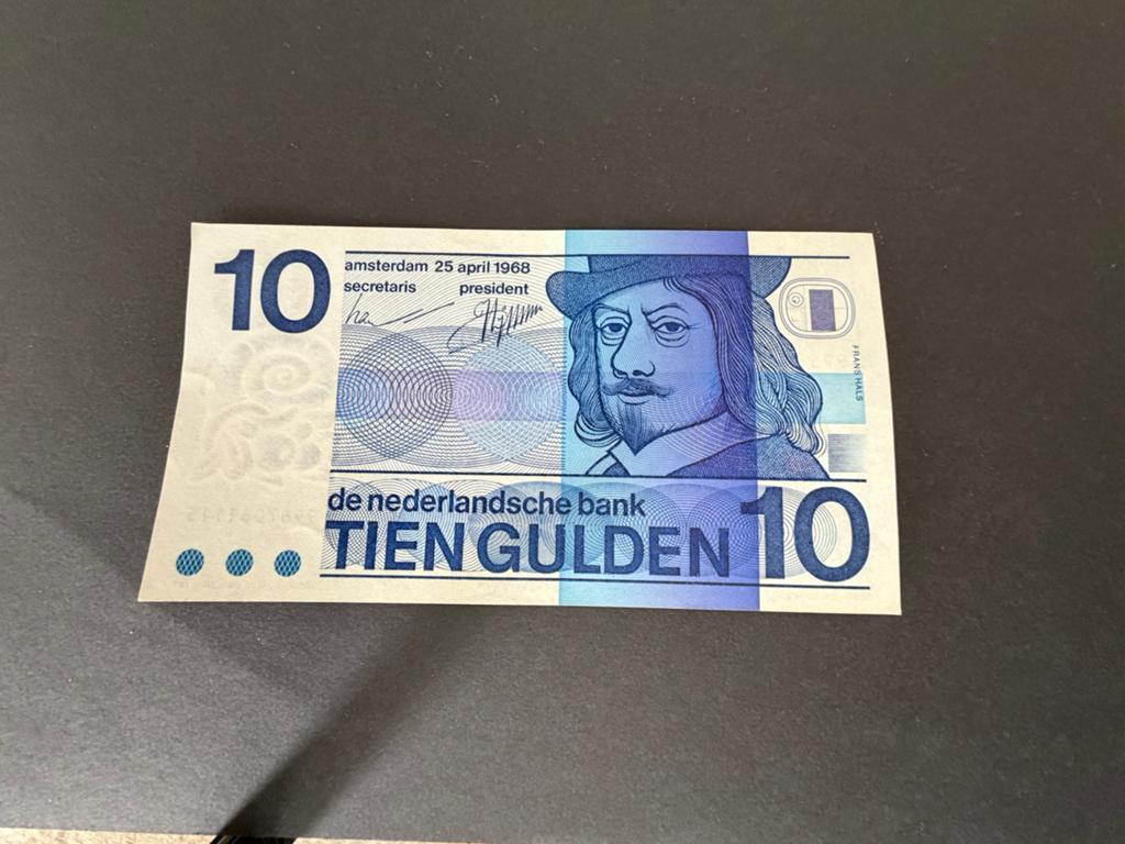 10 gulden bankbiljet AU/Zeer fraai + Frans Hals 1968, Postzegels en Munten, Bankbiljetten | Nederland, Ophalen of Verzenden, 10 gulden