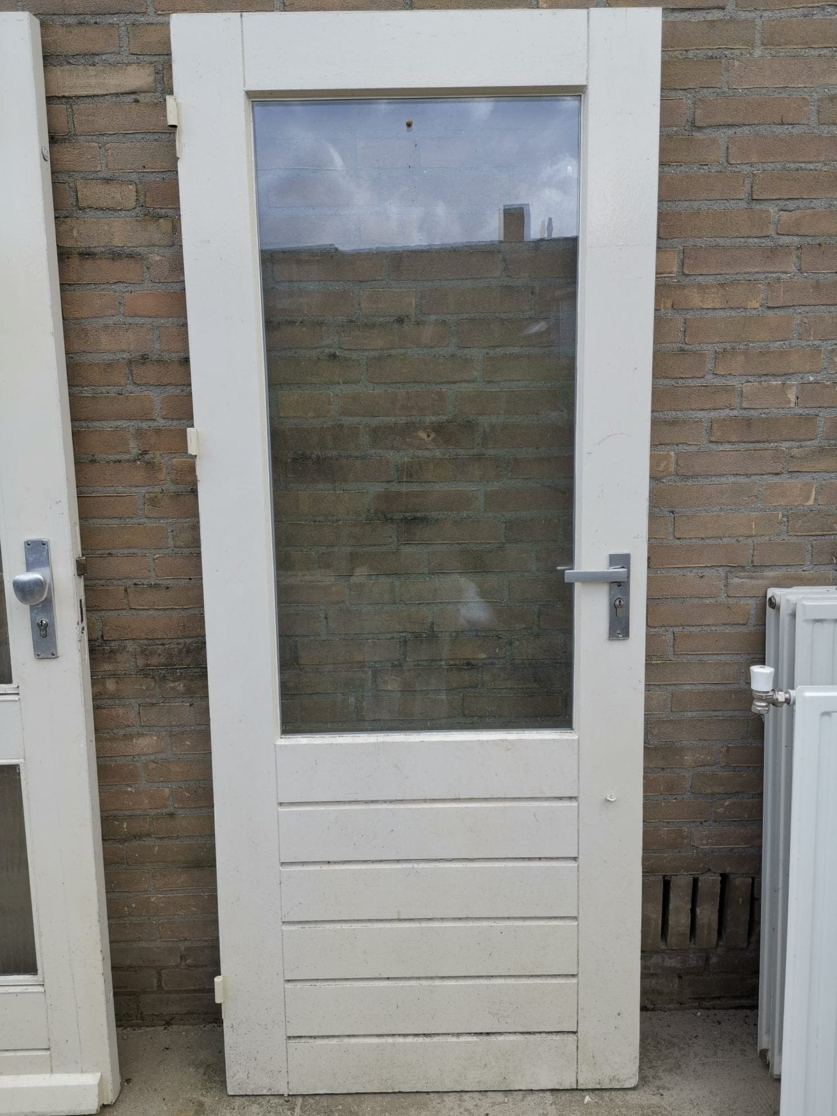 Hardhouten achterdeur met isolerendglas, Gebruikt, 80 tot 100 cm, Ophalen of Verzenden, Buitendeur