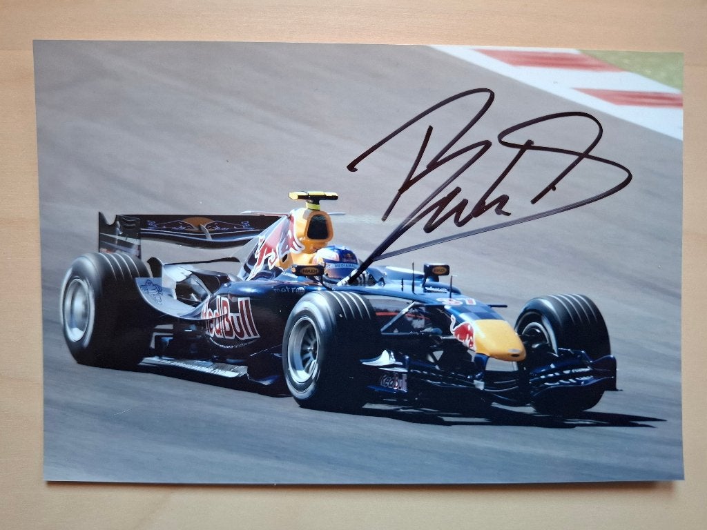 Foto met handtekening Robert Doornbos Red Bull Racing, Ophalen of Verzenden, Zo goed als nieuw, Formule 1
