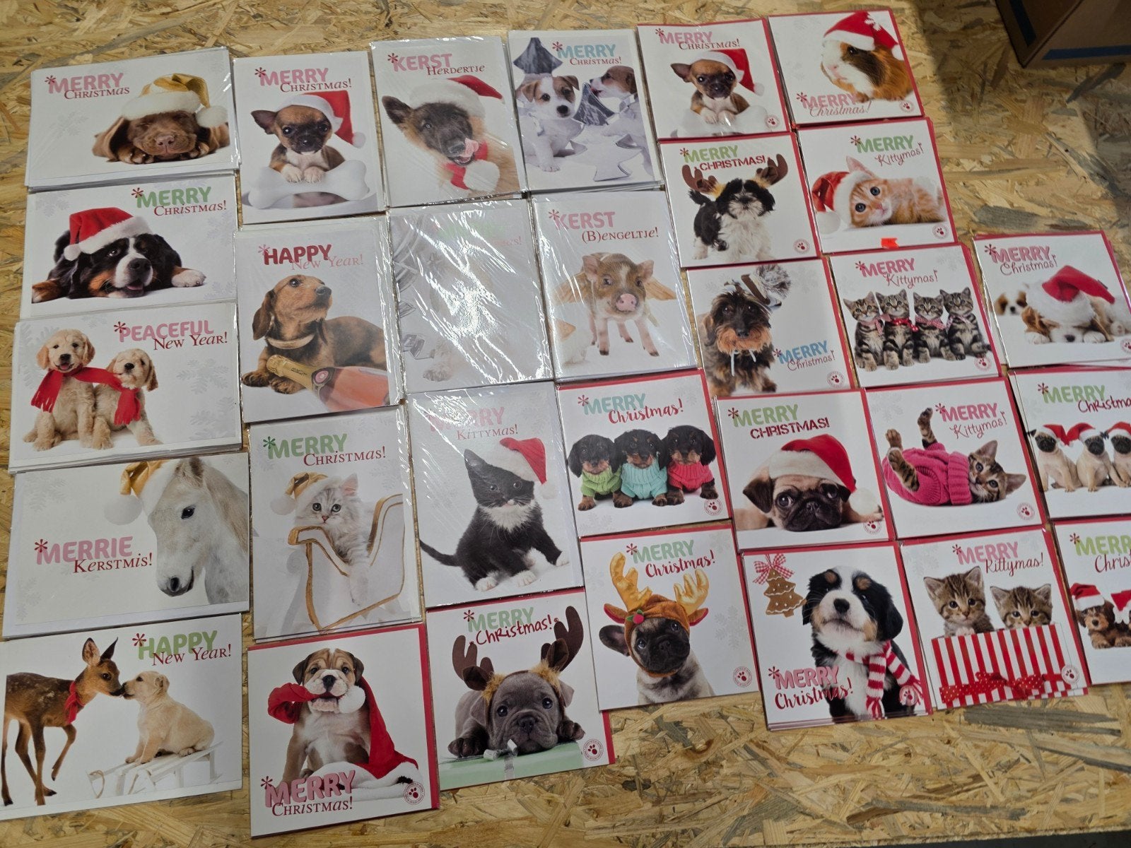 Partij NIEUWE kerstkaarten Dieren - 101 stuks, Diversen, Ophalen of Verzenden, Nieuw