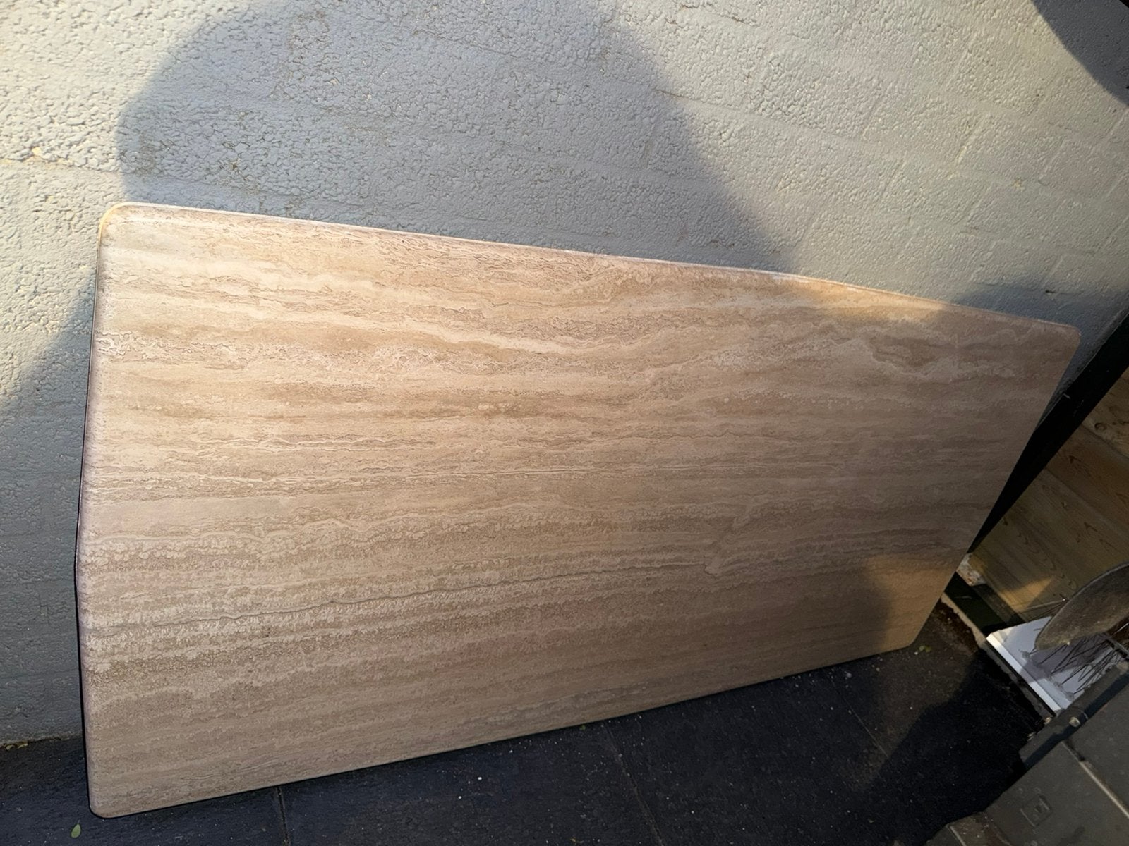 Travertine marmer eettafel zonder poten 180x90, Huis en Inrichting, Ophalen, 50 tot 100 cm, Zo goed als nieuw, 150 tot 200 cm