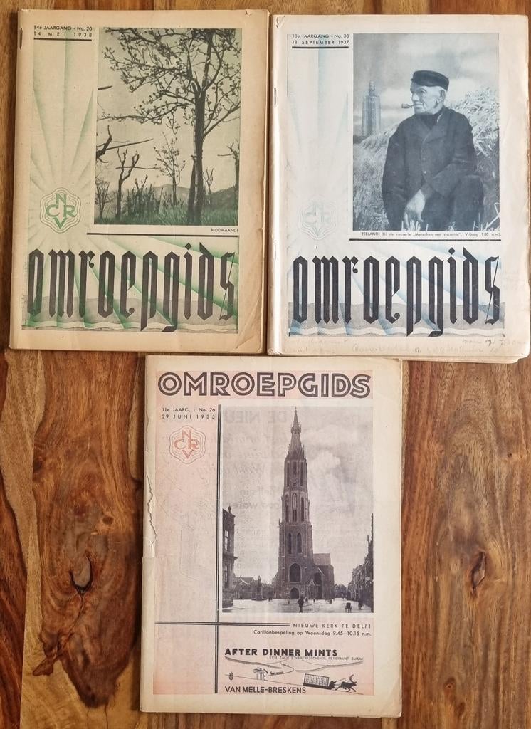 NCRV Omroepgidsen - Drie exemplaren uit 1935, 1937, 1938, Boeken, Ophalen of Verzenden, Gelezen, Muziek, Film of Tv