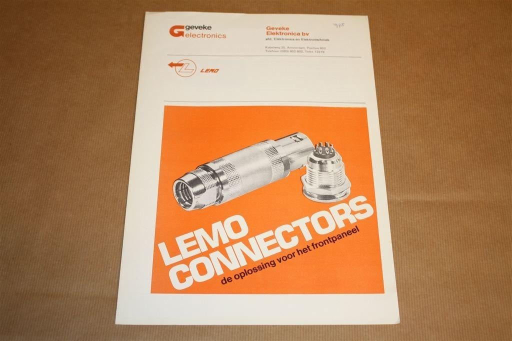 Oude reclame-uitgave Geveke electronics - Lemo connectors, Ophalen of Verzenden, Zo goed als nieuw