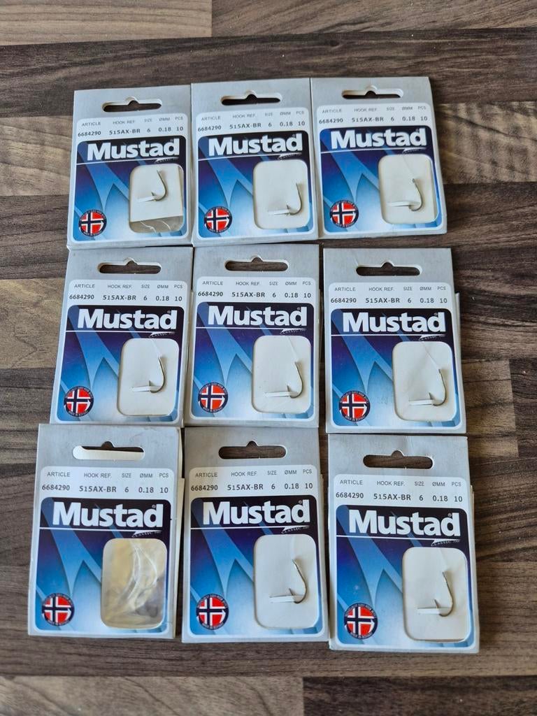 Mustad Vishaakjes 515AX-BR Maat 6 + 8 (10 stuks per pakje), Watersport en Boten, Hengelsport | Algemeen, Ophalen of Verzenden