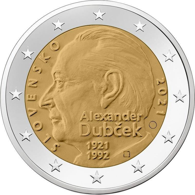 2 euro Slowakije 2021 - Alexander Dubcek (UNC), Ophalen of Verzenden, Slowakije, 2 euro, Losse munt