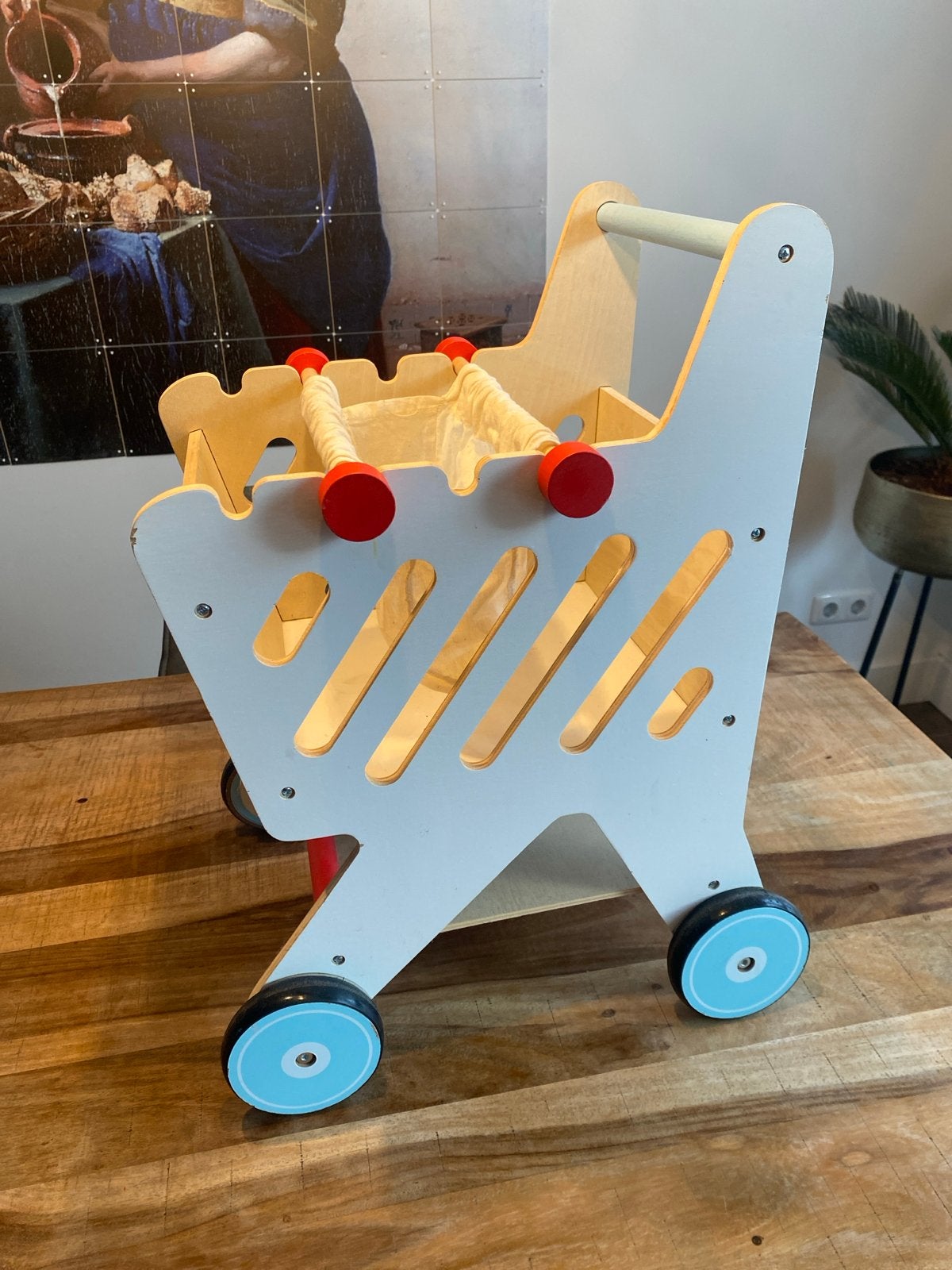 Houten Winkelwagen voor Kinderen - Speelgoed, Ophalen, Zo goed als nieuw, Jongen of Meisje