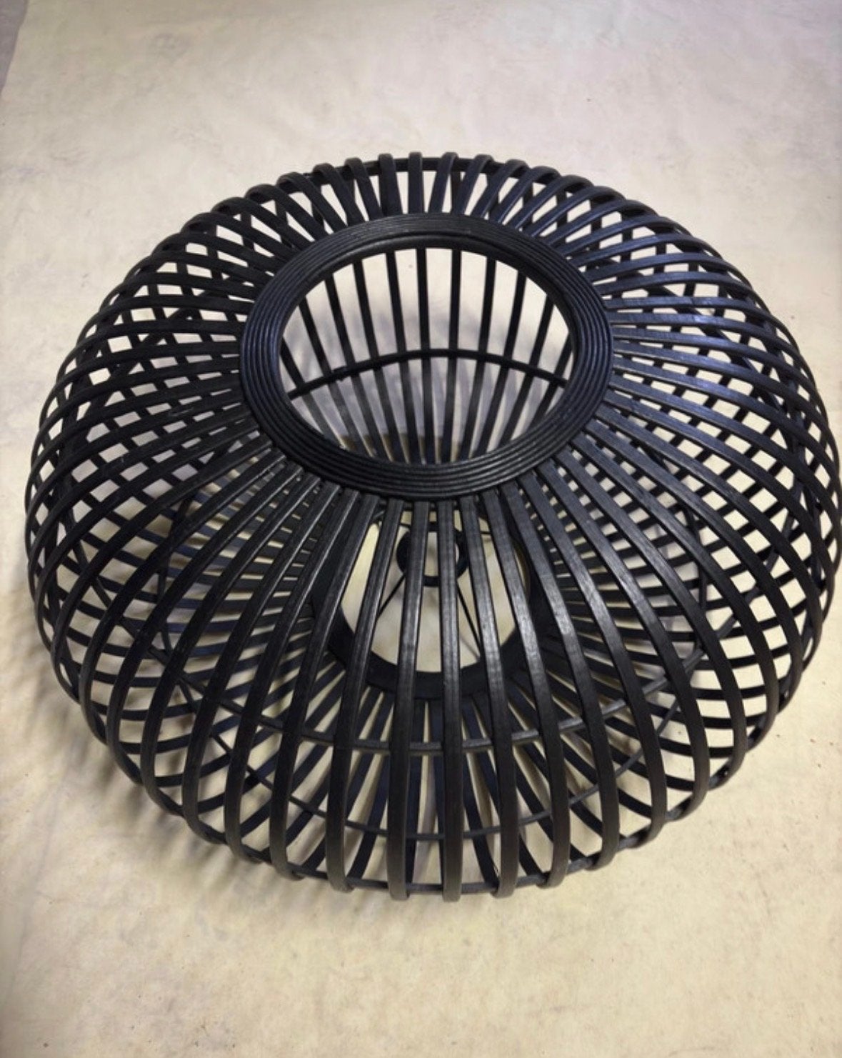 Zwarte rotan lampenkap, Hanglamp, Natuurlijk materiaal, Zwart, Rond