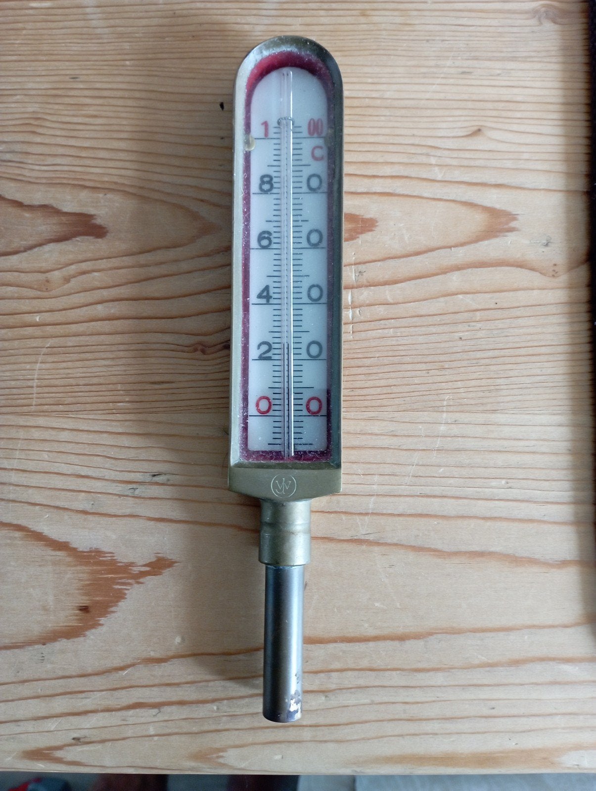 oude industriële staaf thermometer messing, Ophalen of Verzenden, Gebruikt