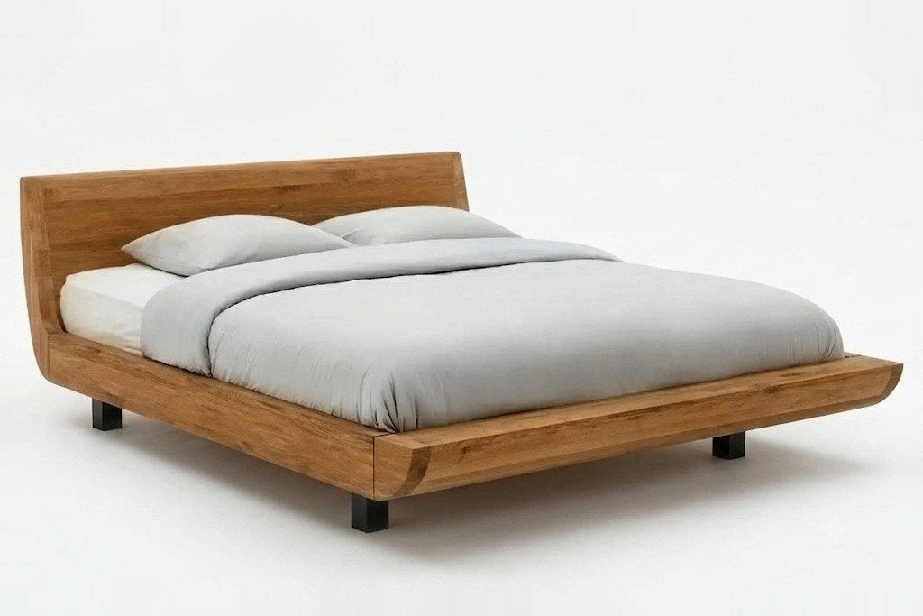 Denzo Bedframe 160x220/200 cm - Massief Eikenhout, Ophalen, Bruin, Modern, Natuurlijk, 180 cm