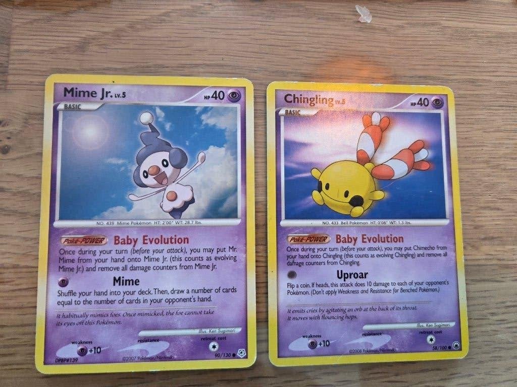 Mime jr en Chinling. Pokemonkaarten, Ophalen of Verzenden, Nieuw