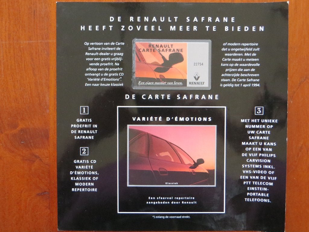 De Renault Safrane heeft zoveel meer te bieden (1994), Ophalen of Verzenden, Nieuw, Renault