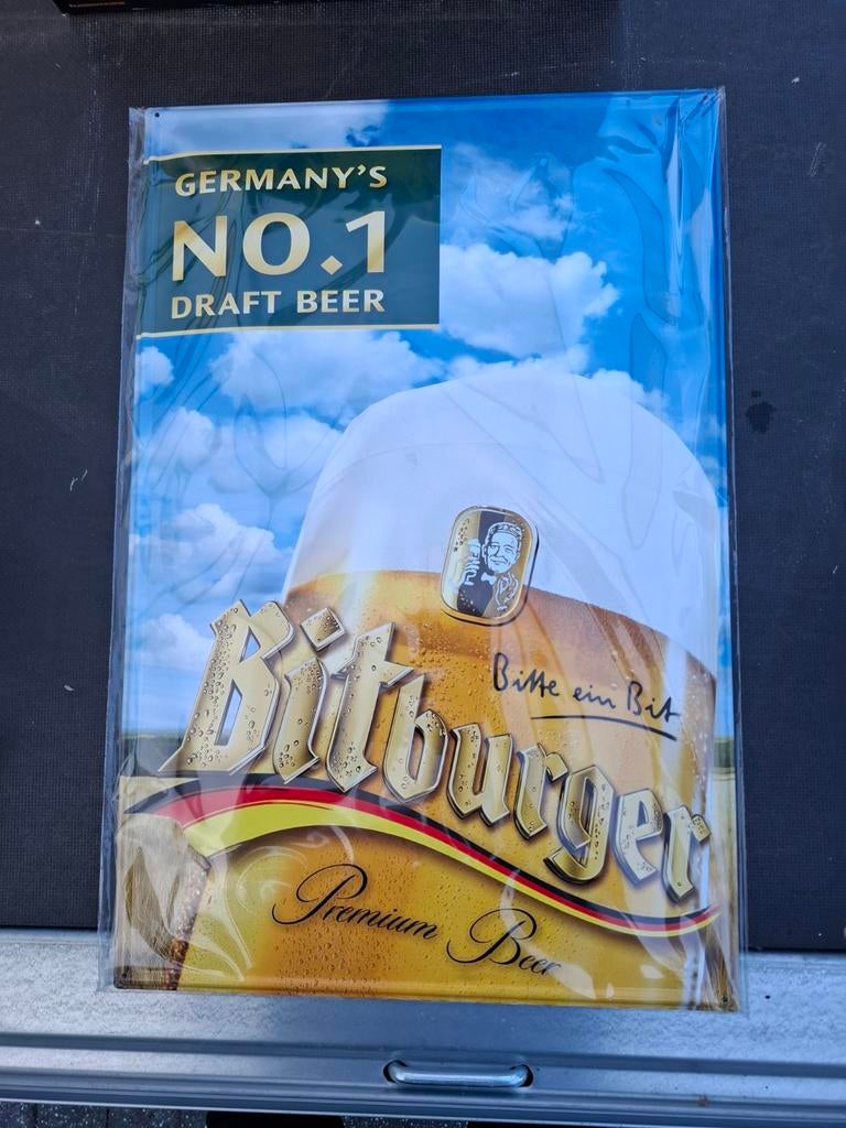 Bitburger Reclamebord - Germany's No.1 Draft Beer, Ophalen of Verzenden, Nieuw, Reclamebord, Plaat of Schild, Overige merken