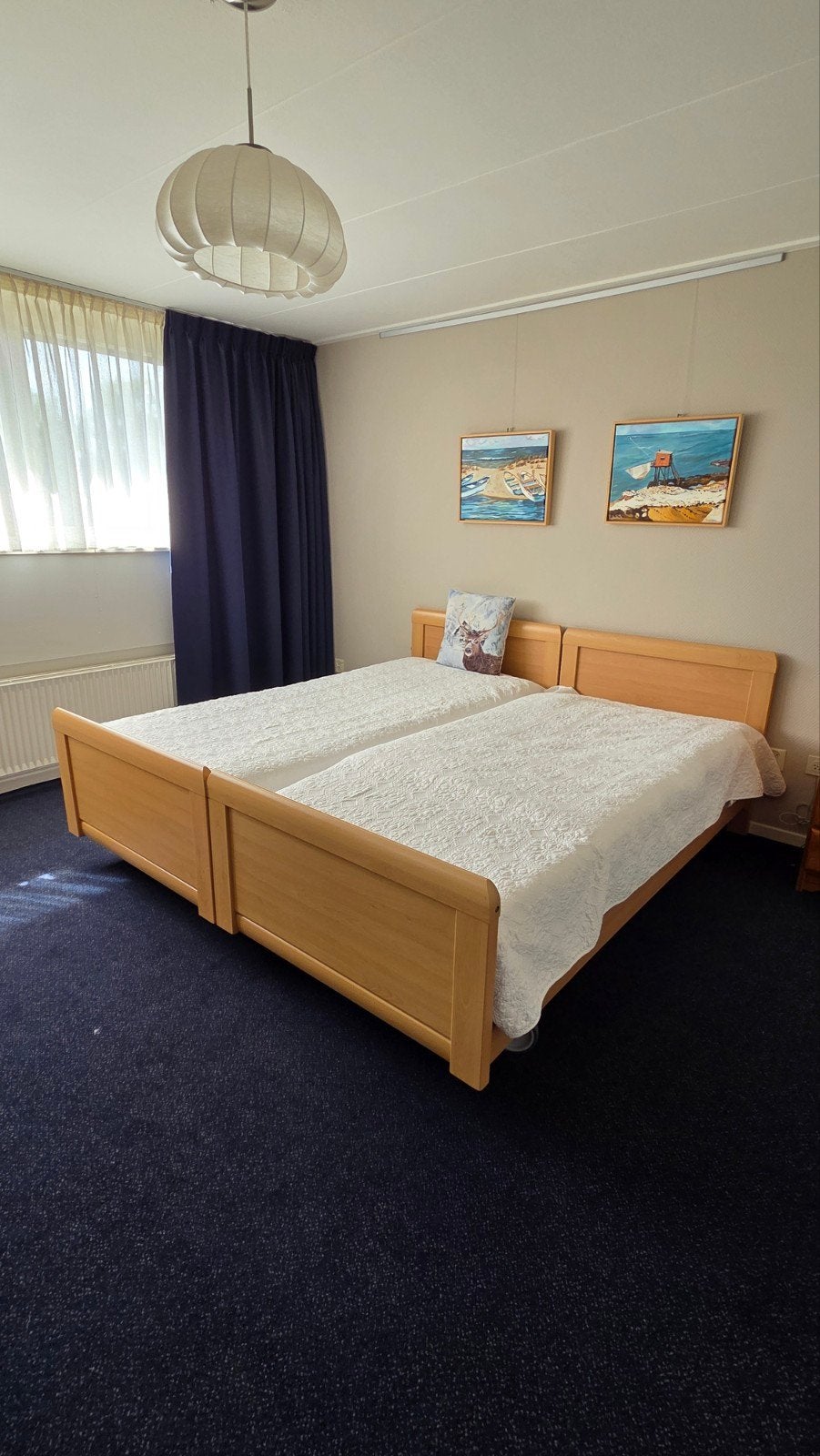 Tweepersoonsbed (2 x 1 persoonsbedden), Huis en Inrichting, Ophalen, Gebruikt, Bruin, Tweepersoons