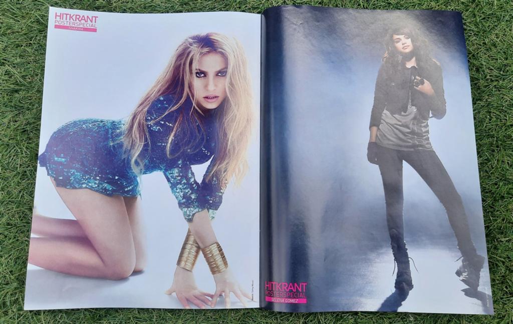 Poster 2x A4 Hitkrant 2010 Shakira Kesha Selena Gomez ea, Ophalen of Verzenden, Gebruikt, A1 t/m A3, Muziek