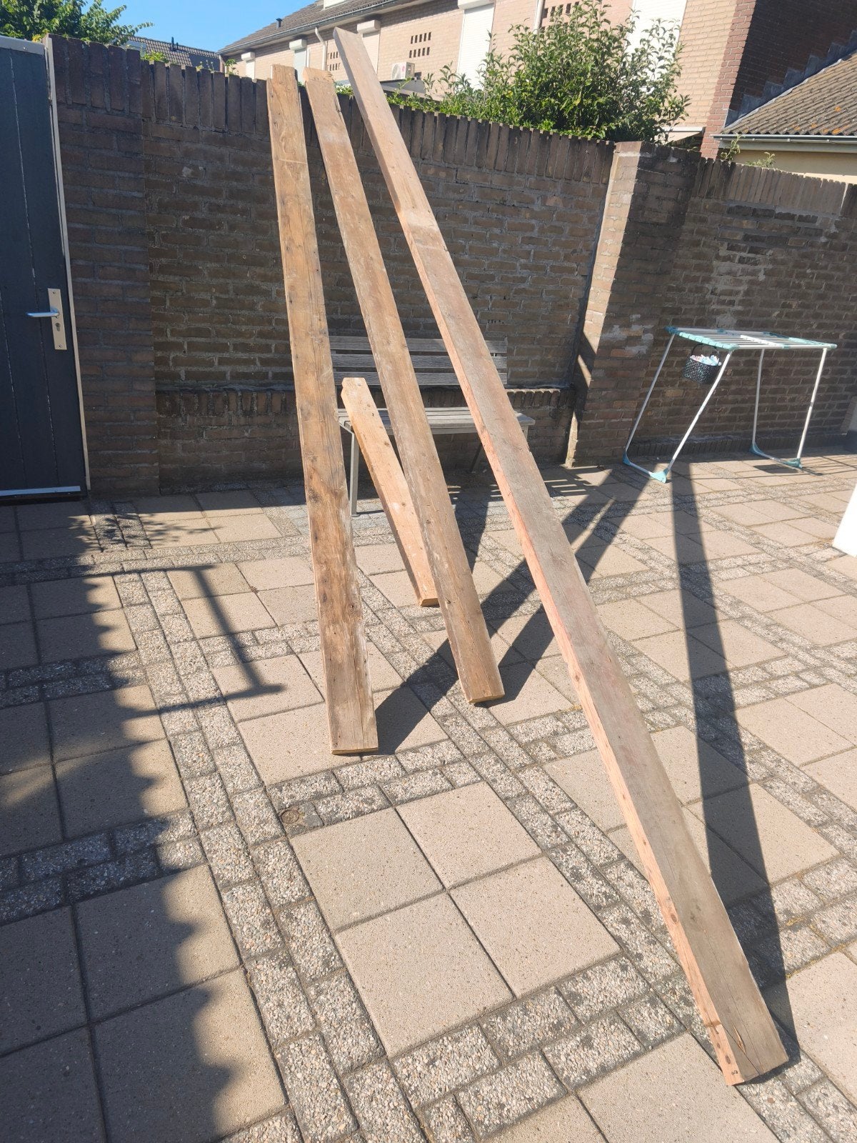 houten balken 4 x, Doe-het-zelf en Verbouw, Ophalen, Balk, Vuren, 50 mm of meer