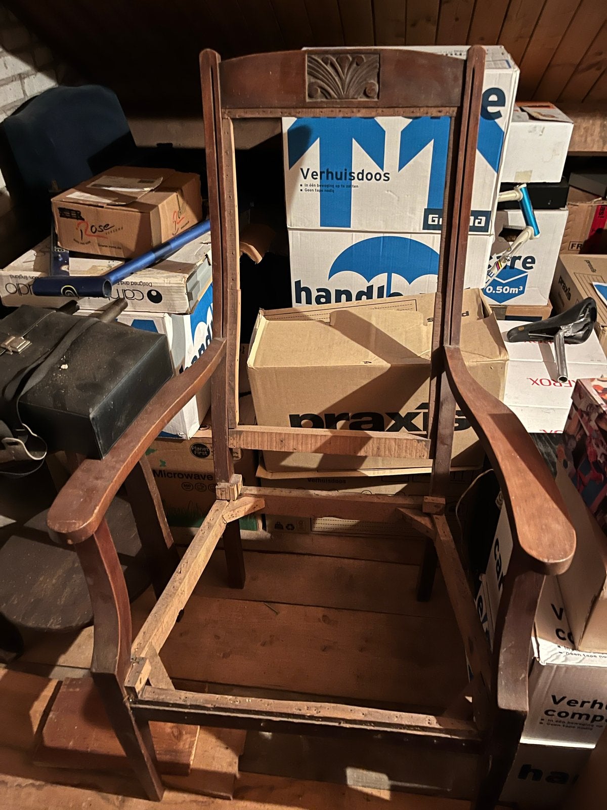 Antiek houten stoelframe - Restauratieproject, Antiek en Kunst, Ophalen