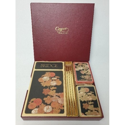 # Vintage Caspari Flowered Bridge Set, Hobby en Vrije tijd, Ophalen of Verzenden, Gebruikt