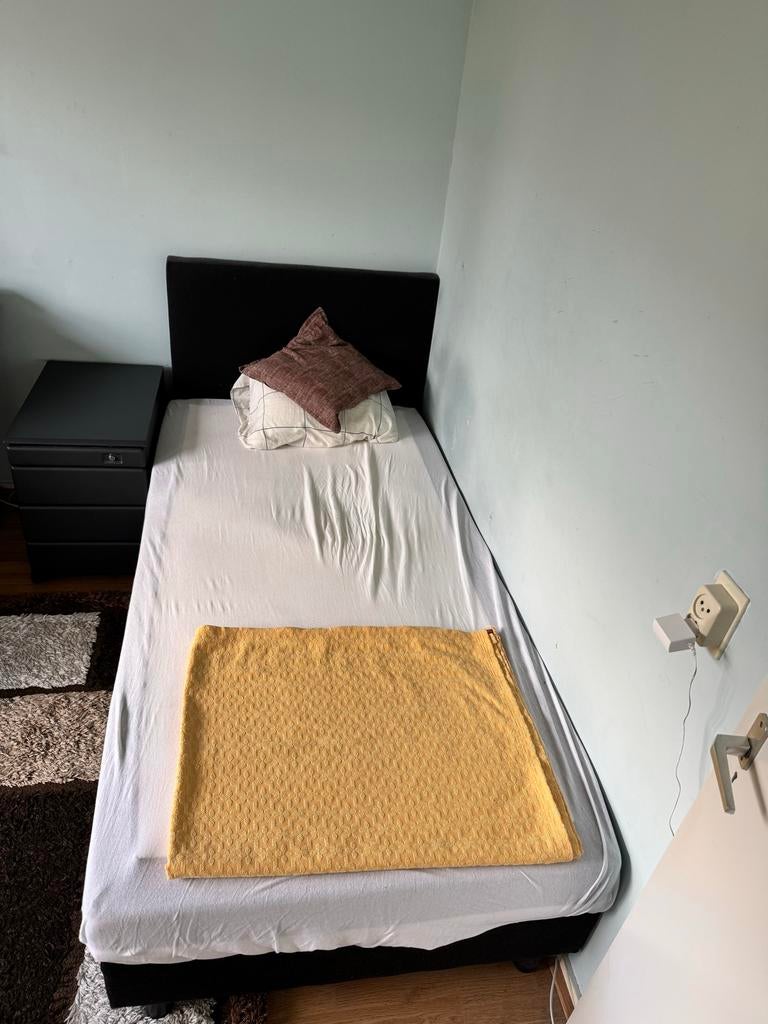Eenpersoonsbed 100x 200 cm, Ophalen, Zwart, Twijfelaar, 200 cm