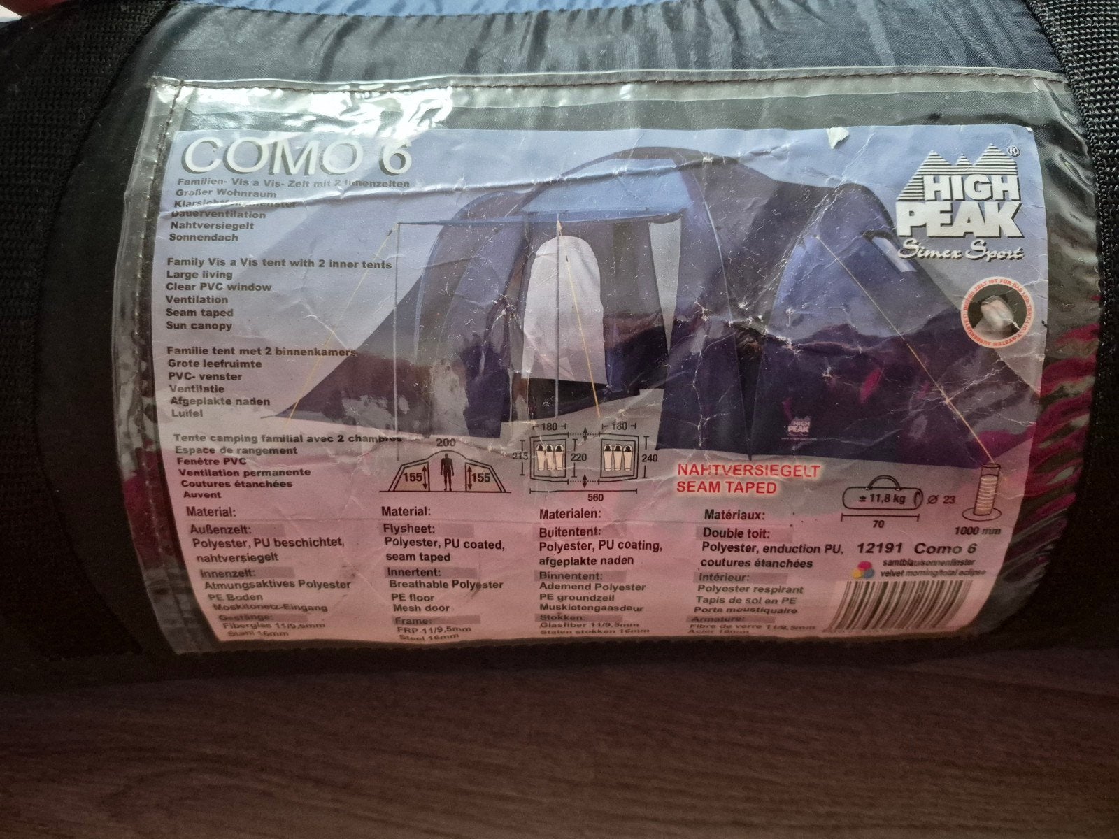 Gratis - High Peak Como 6-persoons familietent, Caravans en Kamperen, Tenten, Ophalen, Gebruikt, Tot en met 6
