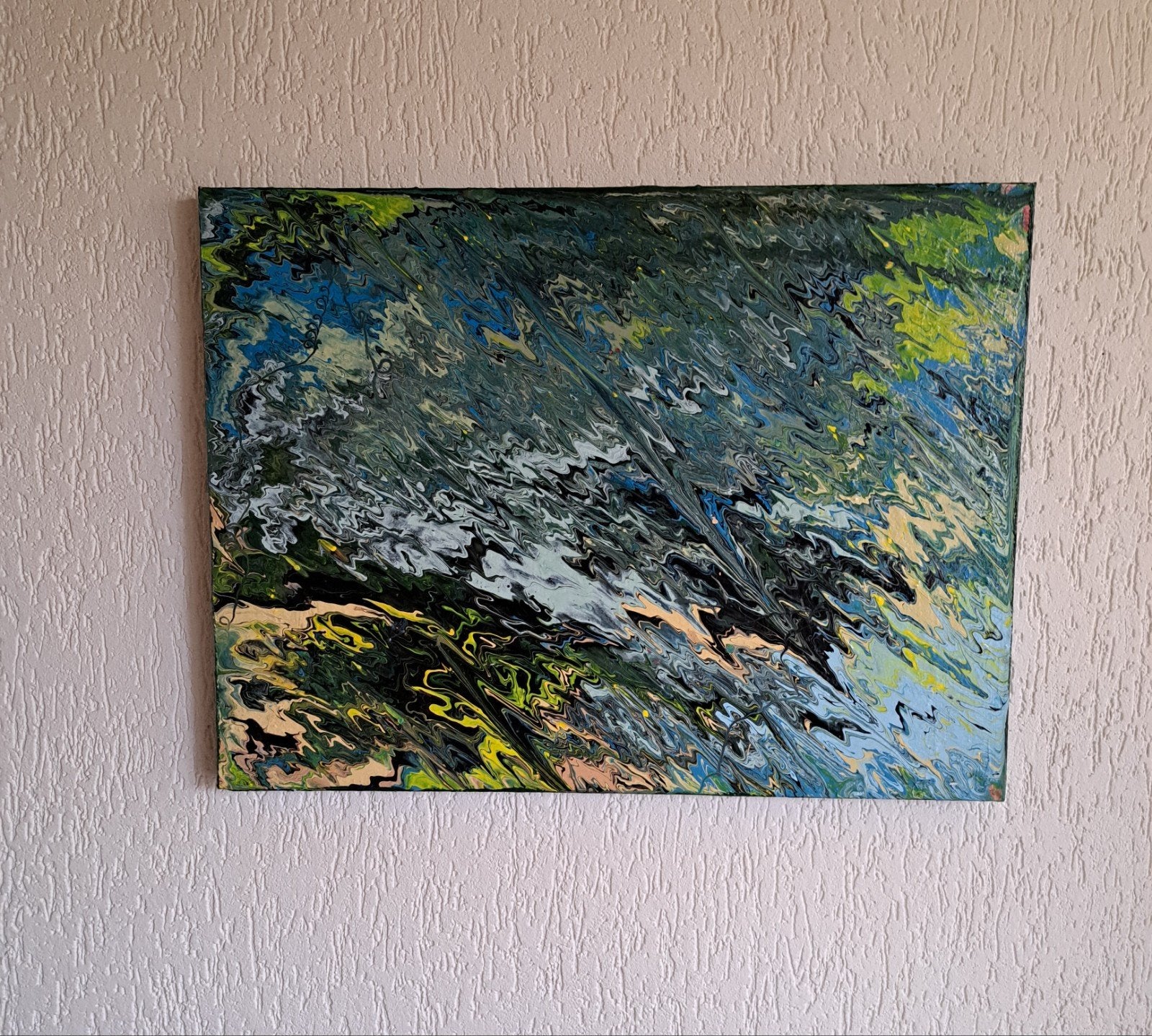Abstract Schilderij: Levendige Kleuren en Dynamische Vormen, Ophalen